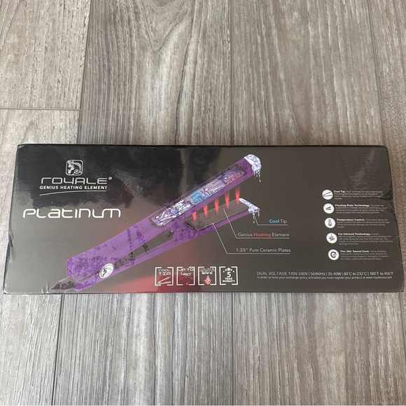 royale Accessories - Royale Platinum Purple Ceramic Plate Hair Straightener 1.25”